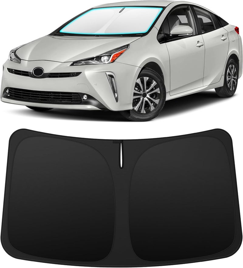 INSAUTO Foldable Windshield Sun Shade for Toyota Prius Hatchback 2010-2015 (Prius C/V Not Fit), Heat & UV Protection Car Sunshade with Storage Bag, Keep Interior Cool & Easy Installation - Image 1
